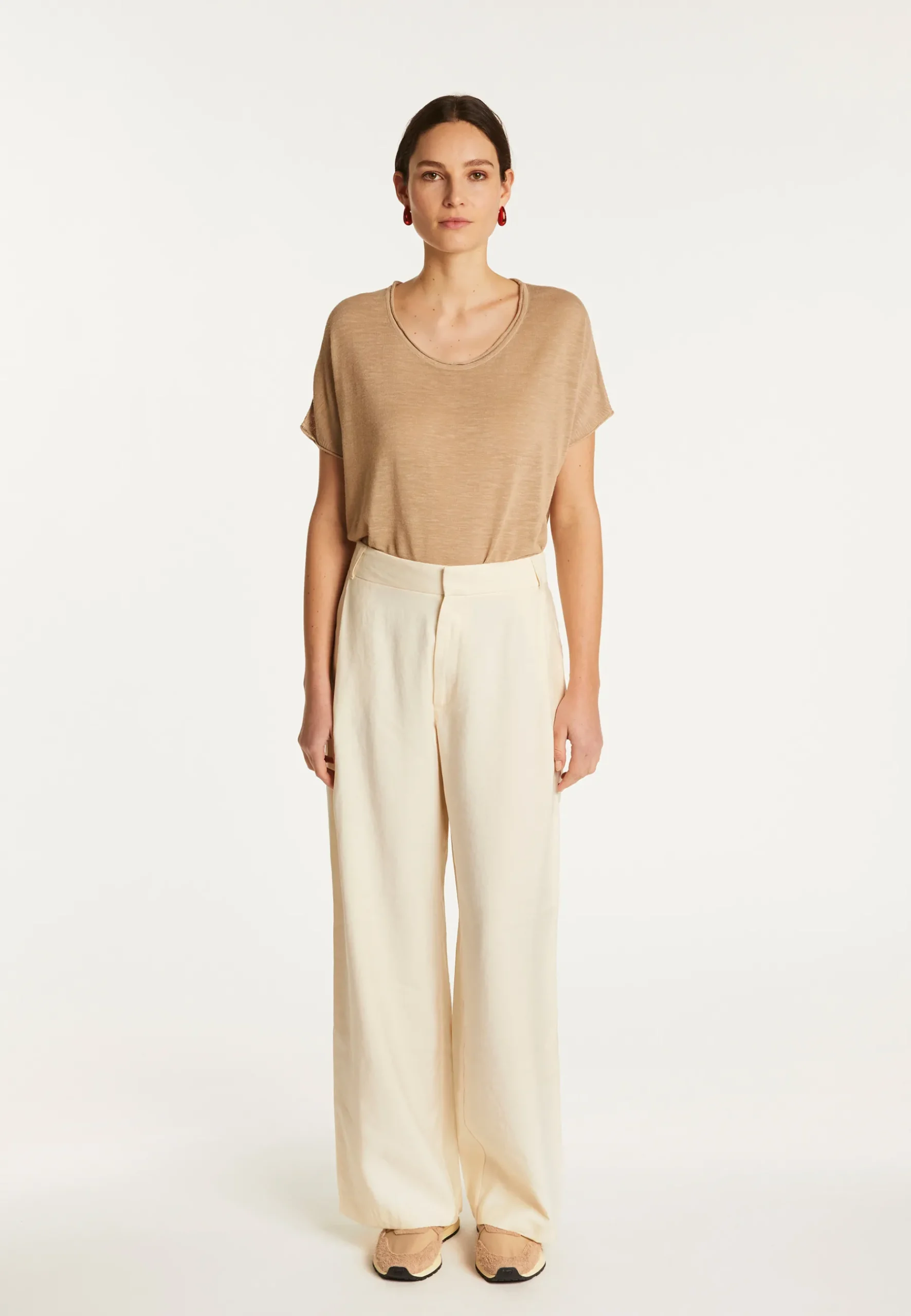 Montagut T-Shirts Et Débardeurs-T-shirt en lin flammé - Lola 13-Beige moyen
