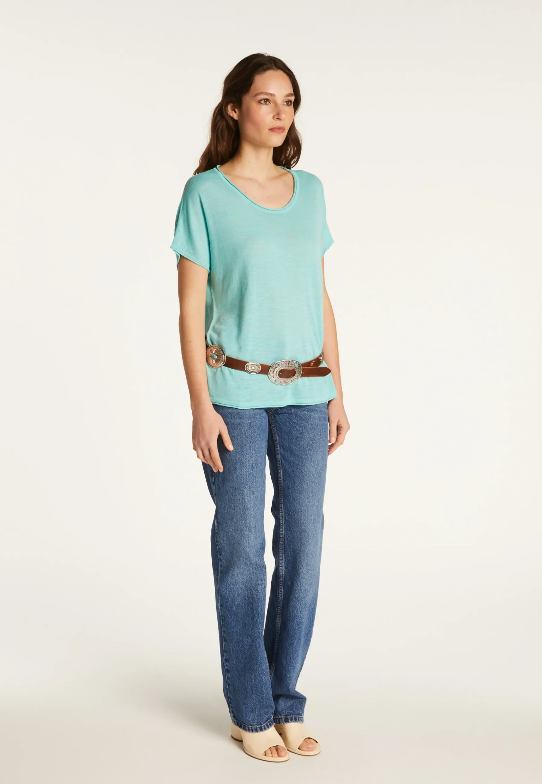 Montagut T-Shirts Et Débardeurs-T-shirt en lin flammé - Lola 23-Vert clair