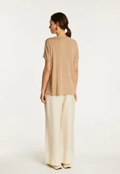 Montagut T-Shirts Et Débardeurs-T-shirt en lin flammé - Lola 13-Beige moyen