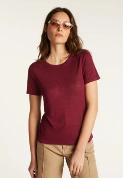 Montagut T-Shirts Et Débardeurs-T-shirt en lin flammé - Lucie 51-Bordeaux