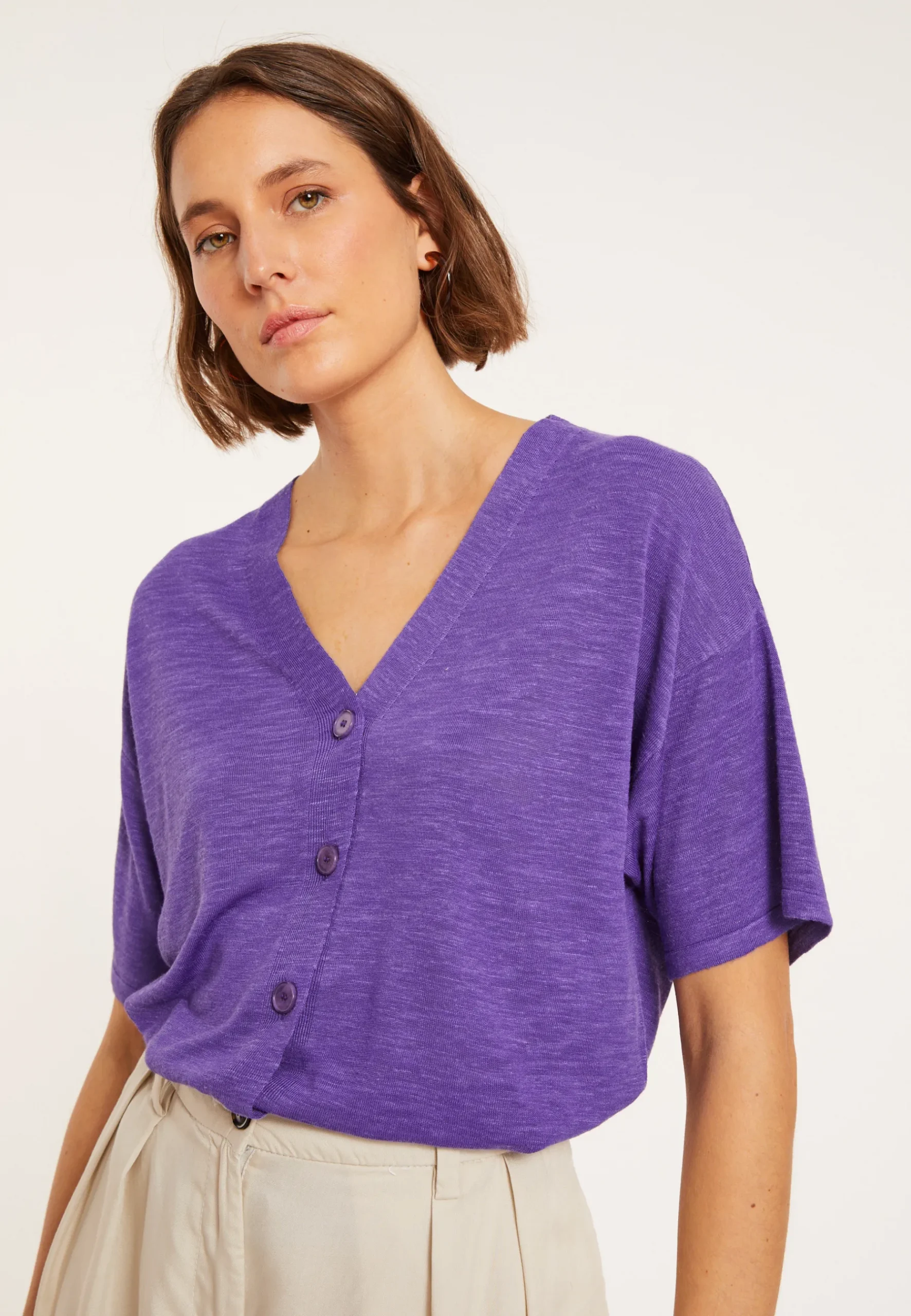 Montagut T-Shirts Et Débardeurs-T-shirt en lin flammé - Maddie 17-Violet