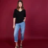 Montagut T-Shirts Et Débardeurs-T-shirt en lin flammé manches coudes - Bonbon 01-Noir