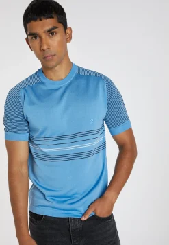 Montagut Polos Et T-Shirts-T-shirt Fil Lumière à rayures - Amand 06-Bleu moyen