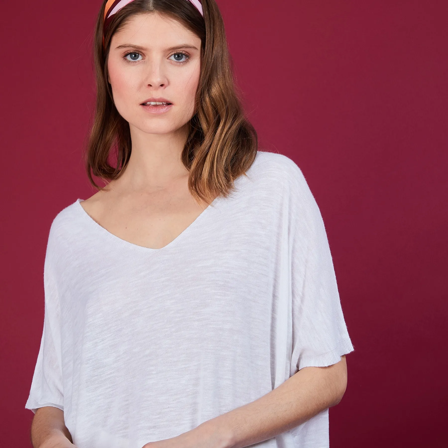 Montagut T-Shirts Et Débardeurs-T-shirt long en lin flammé - Bil 02-Blanc