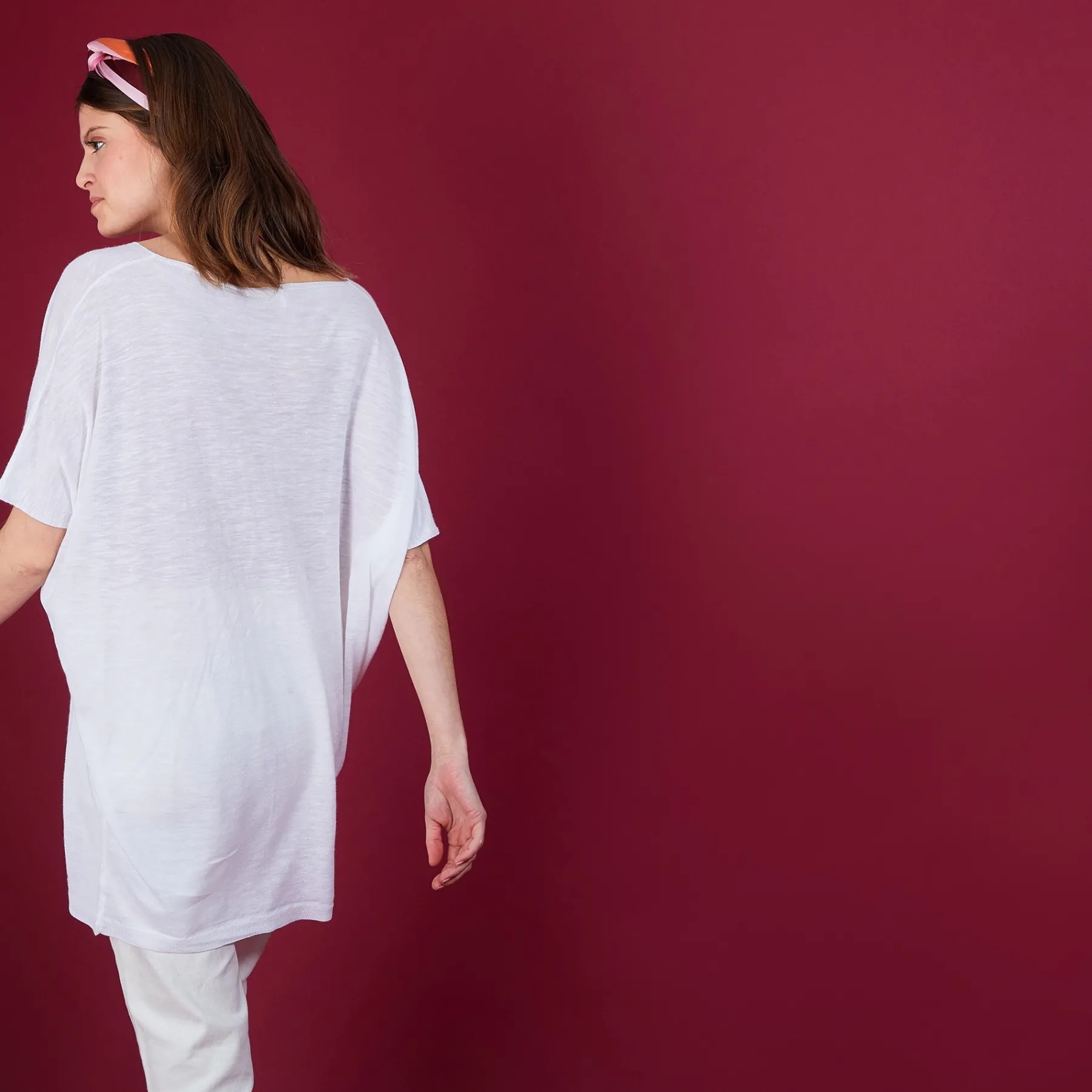 Montagut T-Shirts Et Débardeurs-T-shirt long en lin flammé - Bil 02-Blanc