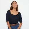 Montagut T-Shirts Et Débardeurs-T-shirt maille côtelée en lin flammé - Tahissa 05-Bleu marine