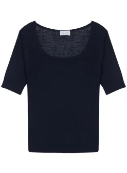 Montagut T-Shirts Et Débardeurs-T-shirt maille côtelée en lin flammé - Tahissa 05-Bleu marine
