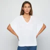 Montagut T-Shirts Et Débardeurs-T-shirt manche chauve-souris en lin flammé - Tarra 02-Blanc