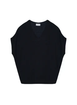 Montagut T-Shirts Et Débardeurs-T-shirt manche chauve-souris en lin flammé - Tarra 05-Bleu marine