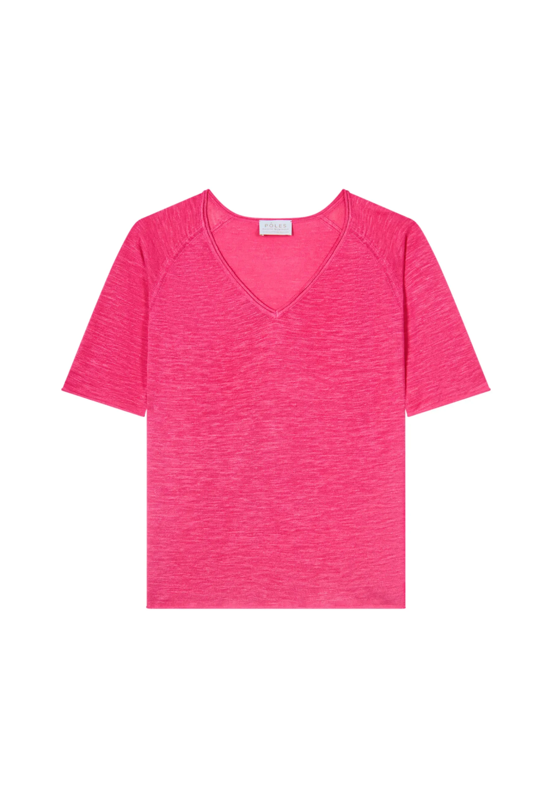 Montagut T-Shirts Et Débardeurs-T-shirt manches coudes en lin flammé - Bonbon 26-Rose foncé