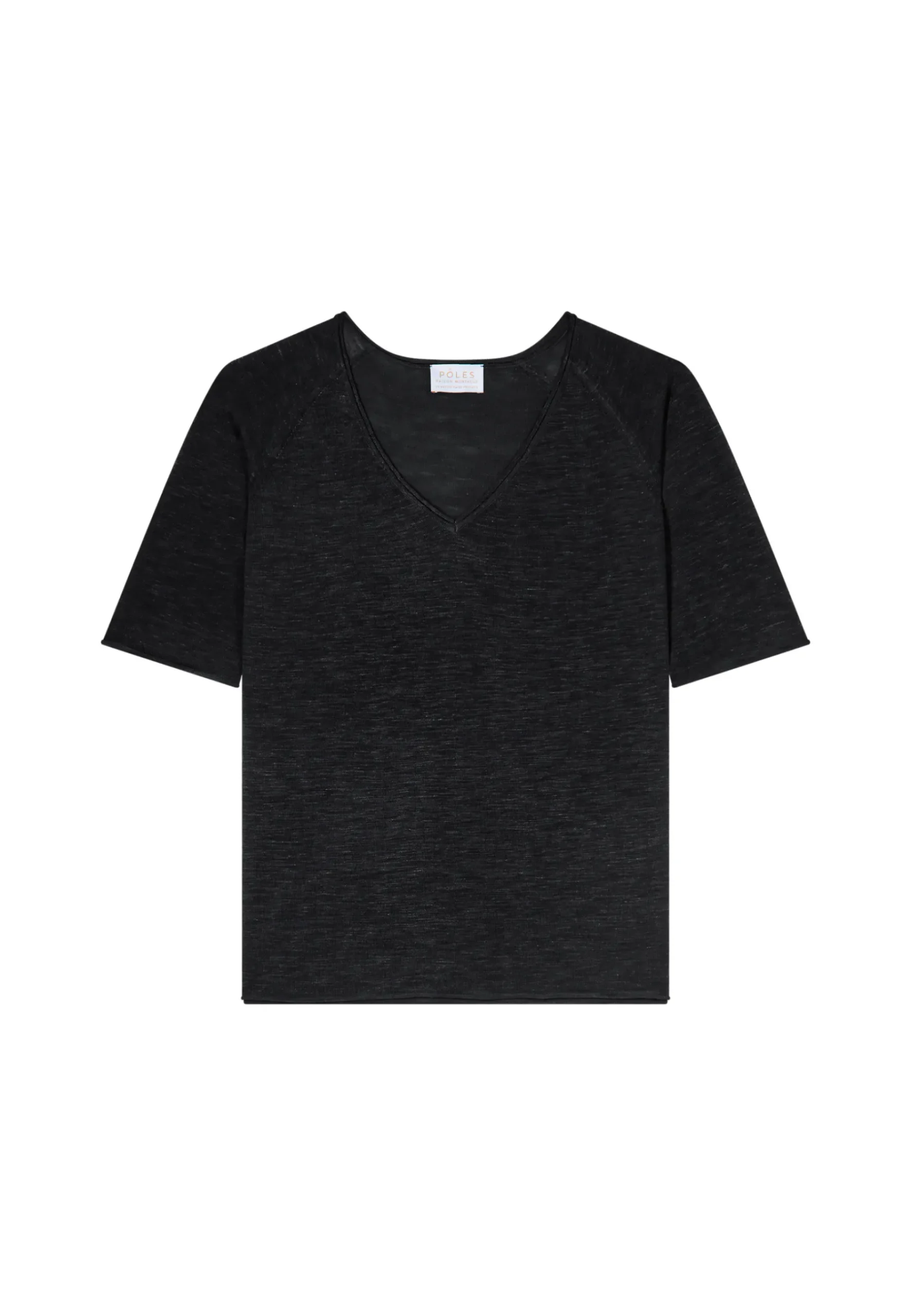 Montagut T-Shirts Et Débardeurs-T-shirt manches coudes en lin flammé - Bonbon 01-Noir