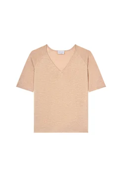 Montagut T-Shirts Et Débardeurs-T-shirt manches coudes en lin flammé - Bonbon 13-Beige moyen