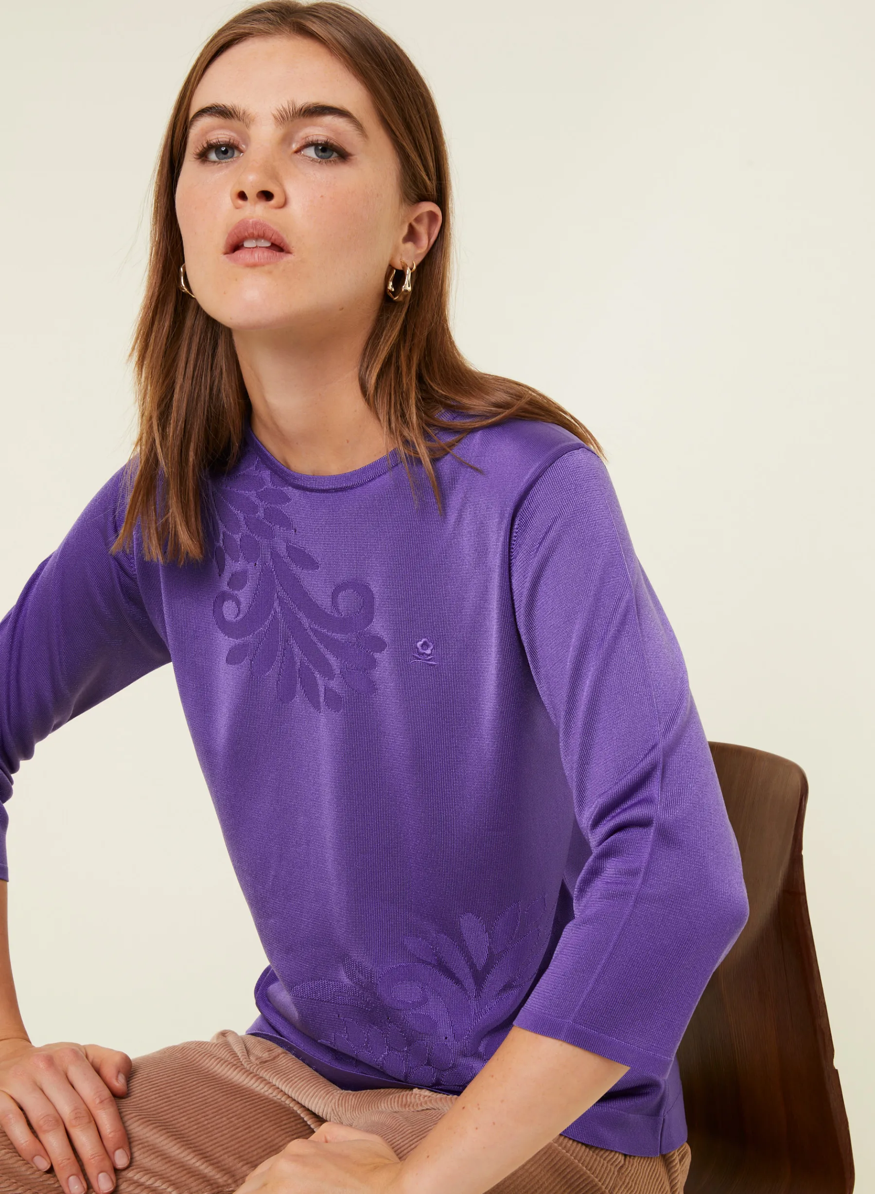 Montagut T-Shirts Et Débardeurs-T-shirt manches coudes en Fil Lumière à motifs - Erica