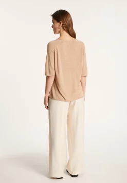 Montagut T-Shirts Et Débardeurs-T-shirt manches coudes en lin flammé - Bonbon 13-Beige moyen