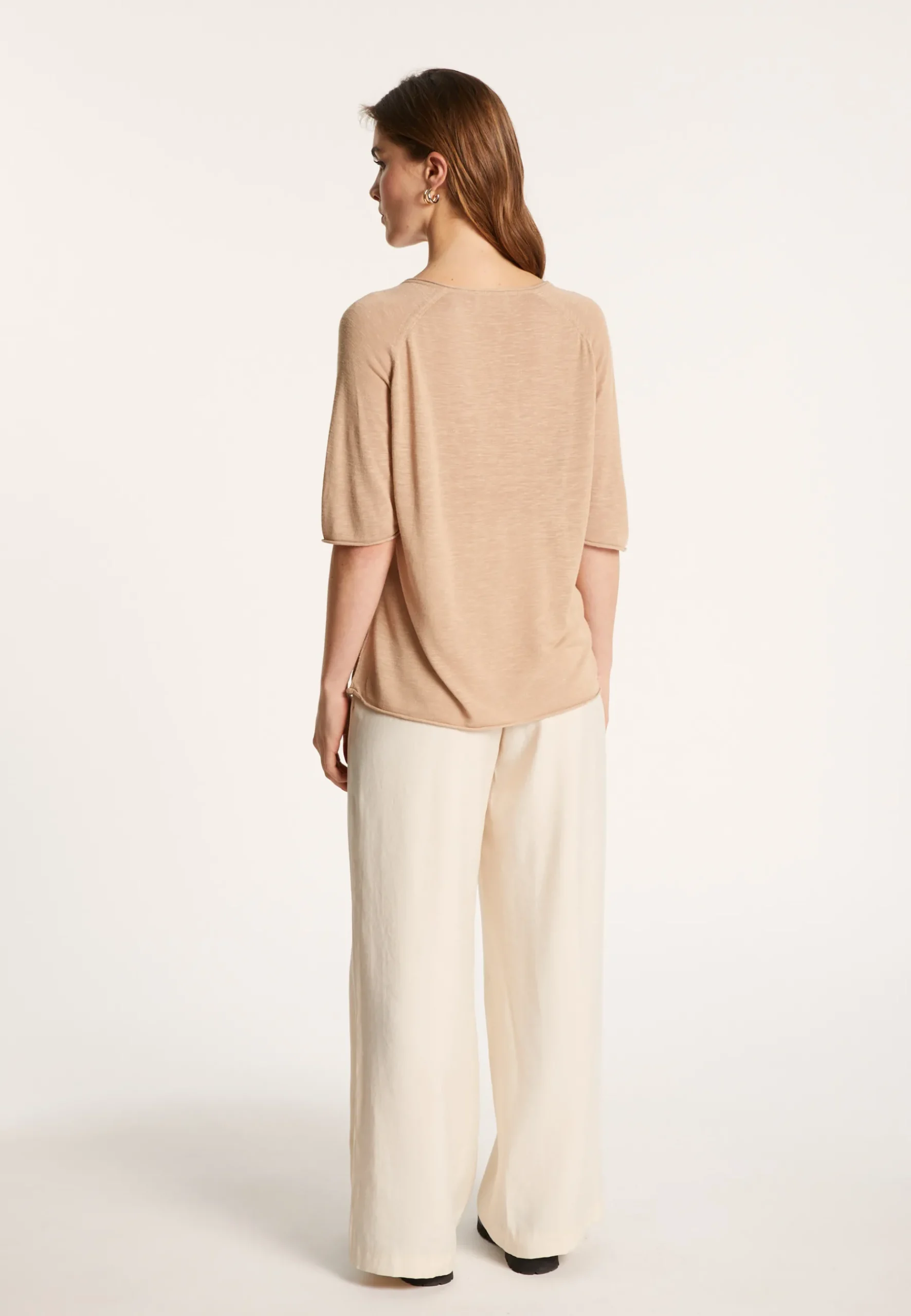 Montagut T-Shirts Et Débardeurs-T-shirt manches coudes en lin flammé - Bonbon 13-Beige moyen