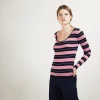 Montagut T-Shirts Et Débardeurs-T-shirt manches longues à rayures - Fina 05-Bleu marine