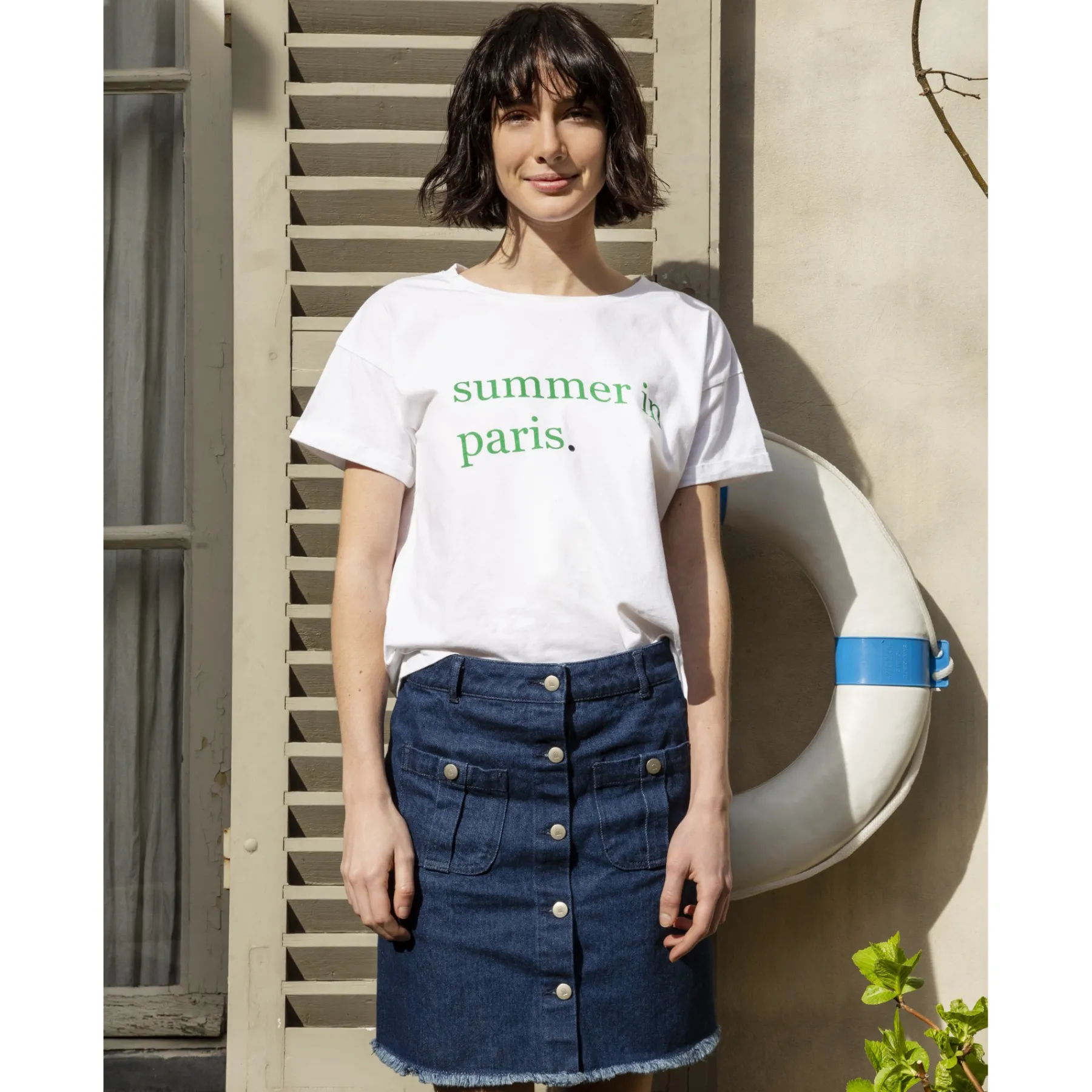 Montagut T-Shirts Et Débardeurs-T-shirt message femme Maison x Cuisse de Grenouille - Jaja 02-Blanc