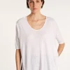 Montagut T-Shirts Et Débardeurs-T-shirt oversize en lin flammé - Batalya 02-Blanc