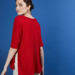 Montagut T-Shirts Et Débardeurs-T-shirt oversize en lin flammé - Batalya 52-Rouge