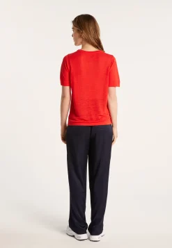 Montagut T-Shirts Et Débardeurs-T-shirt ras de cou en lin flammé - Lucie 52-Rouge