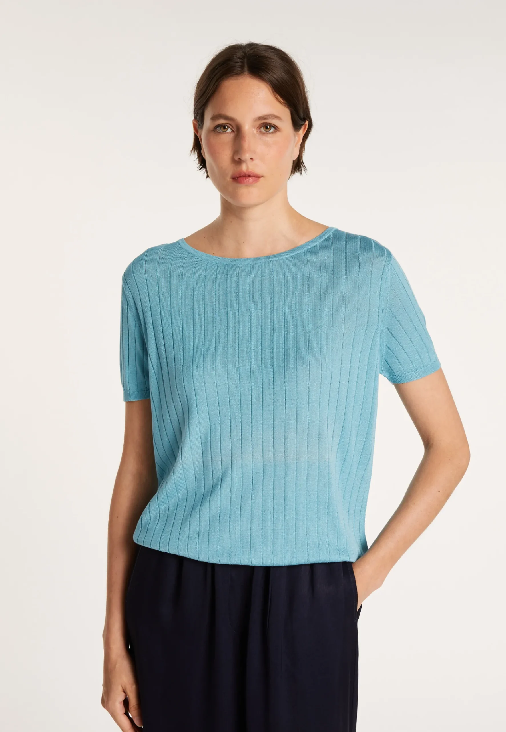 Montagut T-Shirts Et Débardeurs-T-Shirt soie naturelle - Aïcha 04-Bleu clair