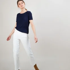 Montagut T-Shirts Et Débardeurs-T-Shirt soie naturelle - Aïcha 05-Bleu marine