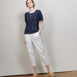 Montagut T-Shirts Et Débardeurs-T-shirt tricoté en maille crochet - Claus 05-Bleu marine