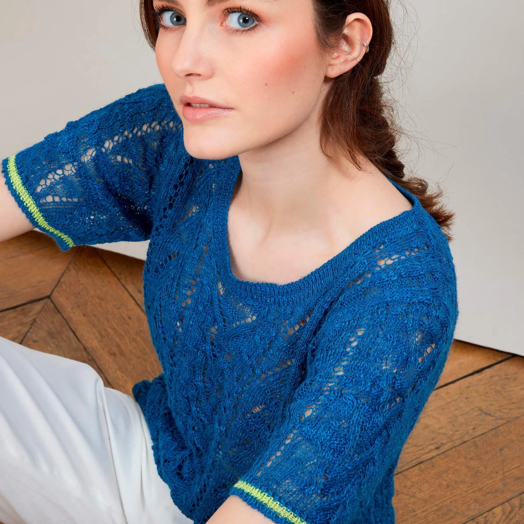 Montagut T-Shirts Et Débardeurs-T-shirt tricoté en maille crochet - Claus 06-Bleu moyen