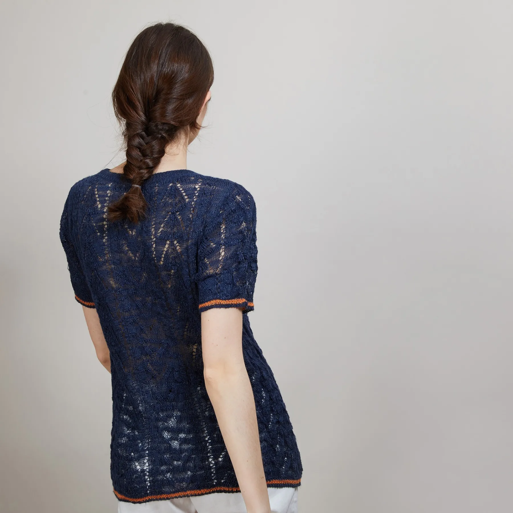 Montagut T-Shirts Et Débardeurs-T-shirt tricoté en maille crochet - Claus 05-Bleu marine