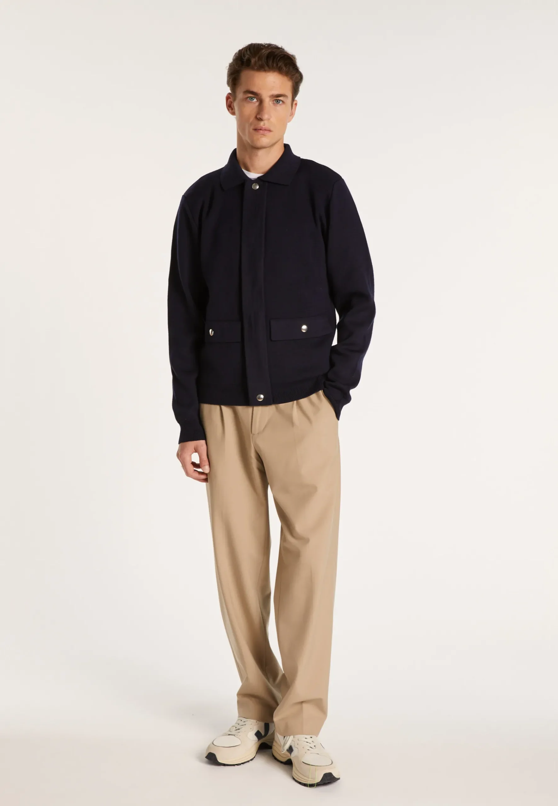 Montagut Vestes Et Cardigans-Veste à poches en laine - Leopol 05-Bleu marine