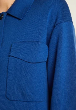 Montagut Vestes Et Cardigans-Veste boutonnée avec poches en laine mérinos - Giselle 03-Bleu foncé