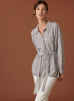 Montagut Vestes Et Cardigans-Veste boutonnée en cachemire col polo - Clemence 51-Bordeaux