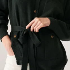 Montagut Vestes Et Cardigans-Veste boutonnée en cachemire col polo - Clemence 83-Kaki