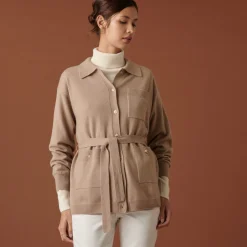 Montagut Vestes Et Cardigans-Veste boutonnée en cachemire col polo - Clemence 51-Bordeaux