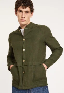 Montagut Vestes Et Cardigans-Veste boutonnée en lin - Dallas 83-Kaki