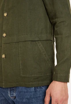 Montagut Vestes Et Cardigans-Veste boutonnée en lin - Dallas 83-Kaki