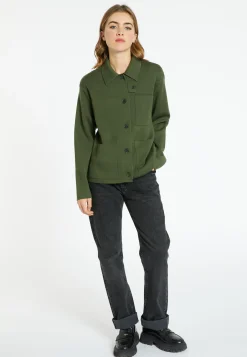 Montagut Vestes Et Cardigans-Veste boutonnée laine mérinos - Coline 83-Kaki
