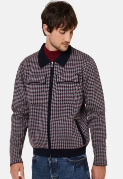 Montagut Vestes Et Cardigans-Veste motifs pied-de-poule laine mérinos - Fabien 05-Bleu marine