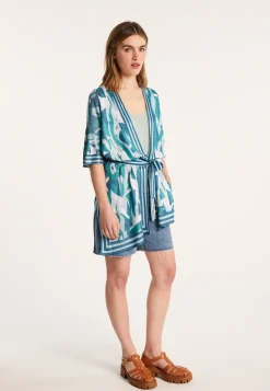 Montagut Vestes Et Cardigans-Veste unisexe en lin flammé - Gunay 49-Turquoise