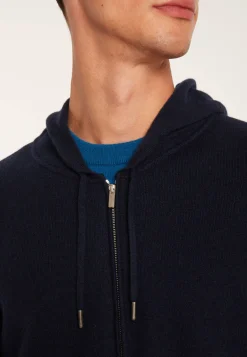 Montagut Vestes Et Cardigans-Veste zippée à capuche en cachemire - Emilien 05-Bleu marine