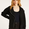 Montagut Vestes Et Cardigans-Veste zippée col rond en laine et cachemire - Gwenn 01-Noir