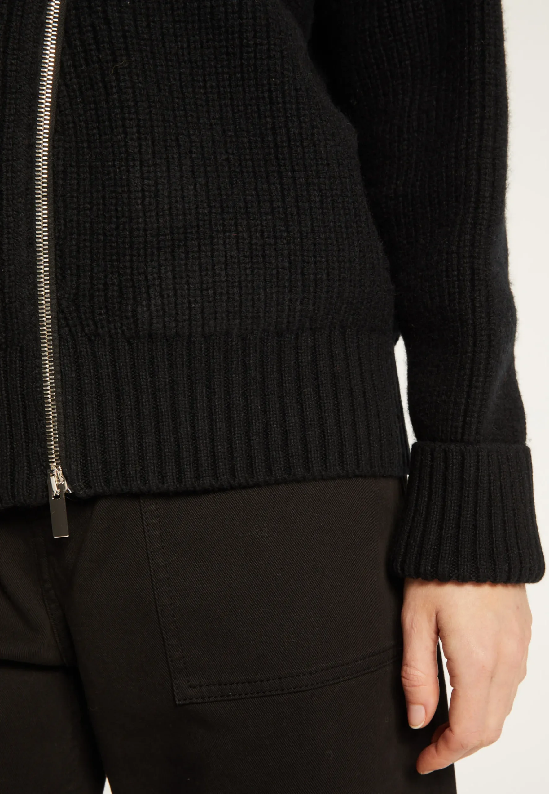 Montagut Vestes Et Cardigans-Veste zippée col rond en laine et cachemire - Gwenn 01-Noir