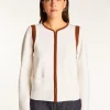 Montagut Vestes Et Cardigans-Veste zippée en laine mérinos - Reine 82-Ecru