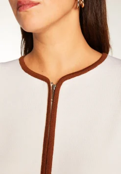 Montagut Vestes Et Cardigans-Veste zippée en laine mérinos - Reine 82-Ecru